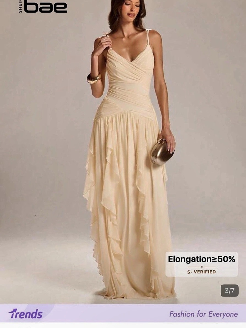 Ruched Ruffle Hem Cami Dress Apricot, BRAND NEW NEVER WORN